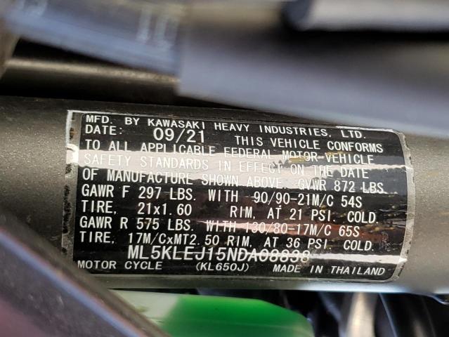 2022 KAWASAKI KL650 J - ML5KLEJ15NDA08838