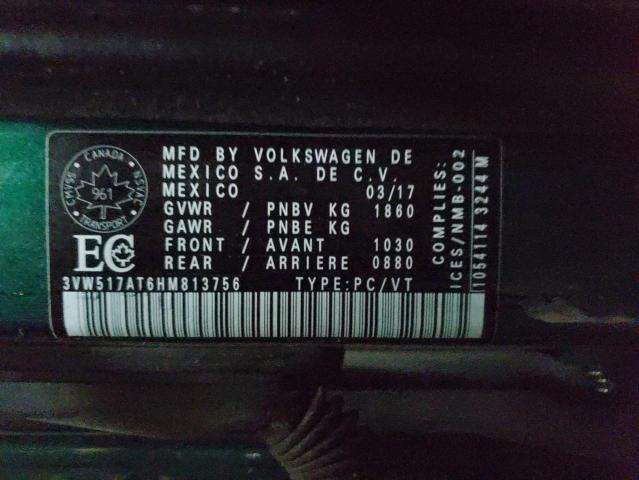 2017 VOLKSWAGEN BEETLE S/S 3VW517AT6HM813756