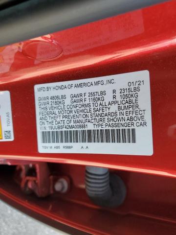 19UUB5F42MA008881 Acura Tlx Technology