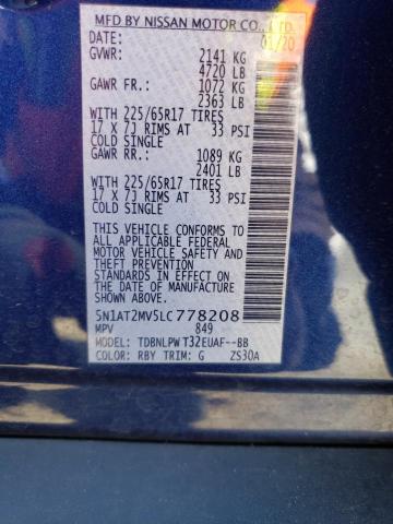 5N1AT2MV5LC778208 Nissan ROGUE S