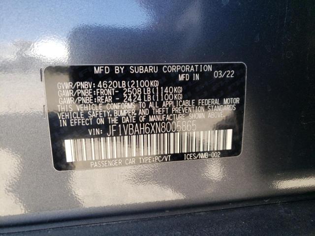 JF1VBAH6XN8005865 Subaru Wrx Premium