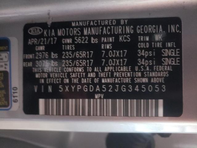 5XYPGDA52JG345053 KIA SORENTO LX