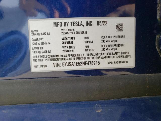 5YJSA1E52NF478915 Tesla MODEL S