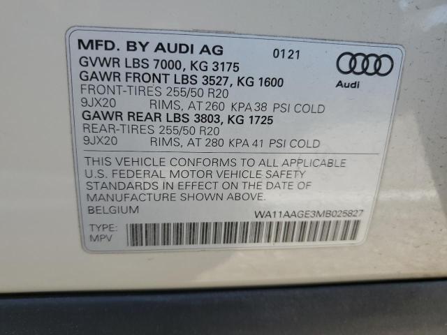 2021 AUDI E-TRON SPO - WA11AAGE3MB025827