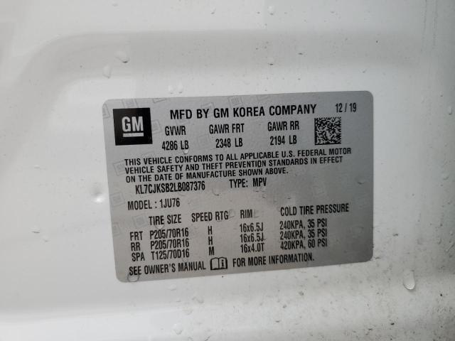 2020 CHEVROLET TRAX LS - KL7CJKSB2LB087376
