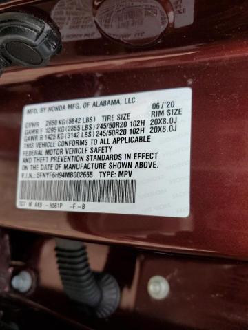 2021 HONDA PILOT TOUR - 5FNYF6H94MB002655