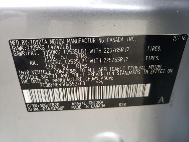 2017 Toyota Rav4 Le VIN: 2T3BFREV5HW552763 Lot: 47675463