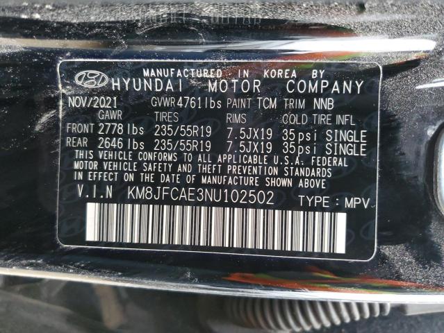 2022 HYUNDAI TUCSON N L KM8JFCAE3NU102502
