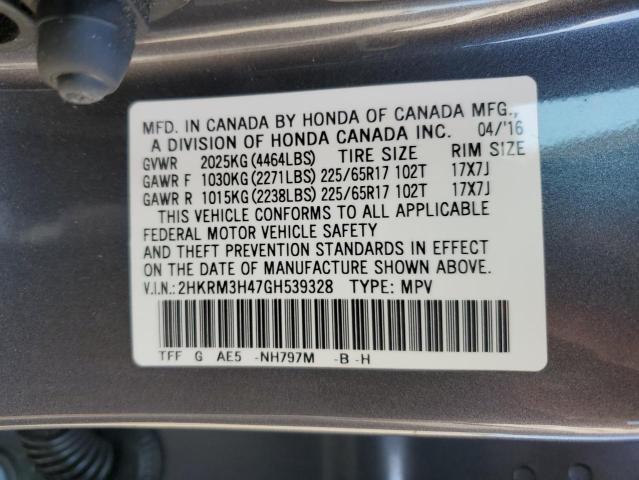 2016 HONDA CR-V SE - 2HKRM3H47GH539328