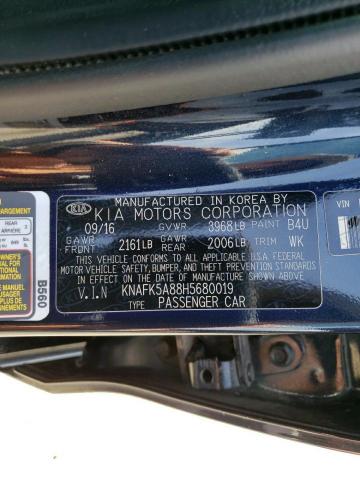 KNAFK5A88H5680019 KIA FORTE LX