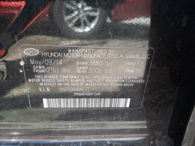 5NPDH4AE1EH533755 Hyundai ELANTRA SE