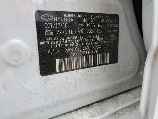 2019 HYUNDAI IONIQ BLUE - KMHC65LC0KU123982