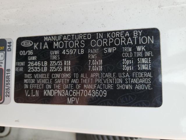 KNDPN3AC6H7043609 KIA Sportage Ex