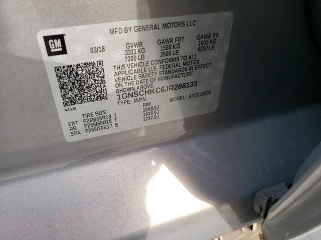 1GNSCHKC6JR288133 Chevrolet Suburban C1500 Lt