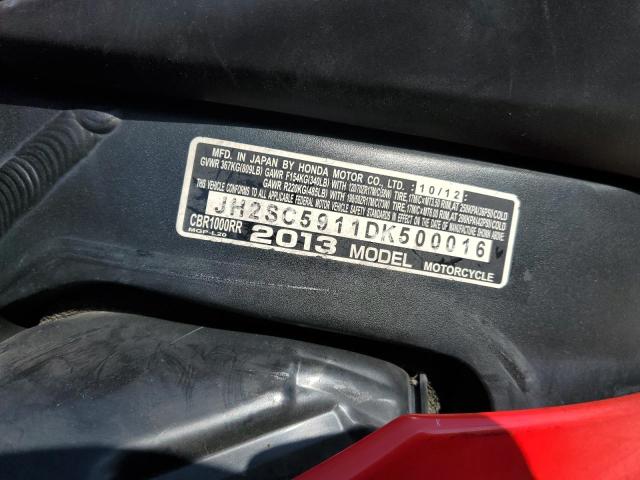 2013 HONDA CBR1000 RR - JH2SC5911DK500016