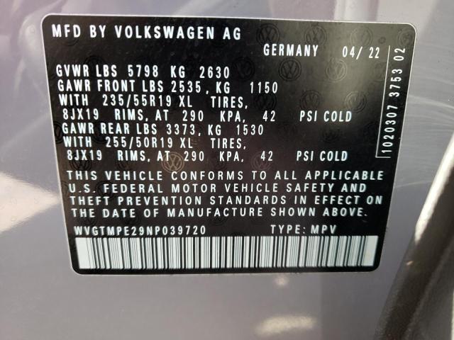 2022 VOLKSWAGEN ID.4 PRO S WVGTMPE29NP039720