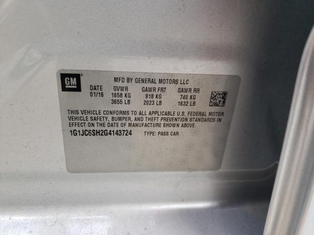 2016 CHEVROLET SONIC LT - 1G1JC6SH2G4143724
