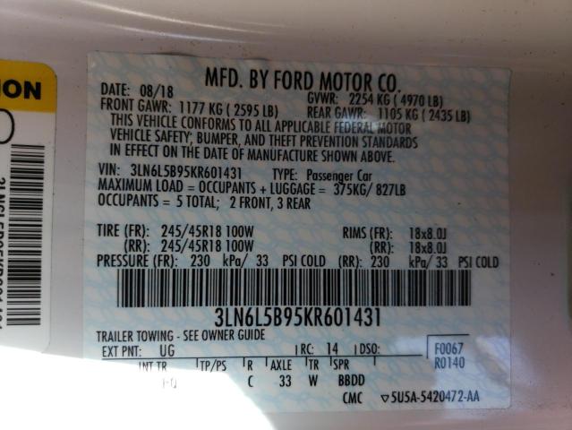 3LN6L5B95KR601431 Lincoln MKZ