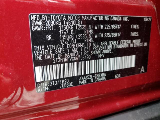 2022 TOYOTA RAV4 LE - 2T3H1RFVXNW195499