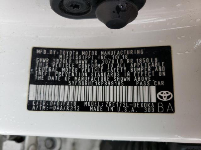 5YFBURHE1KP899185 Toyota COROLLA L