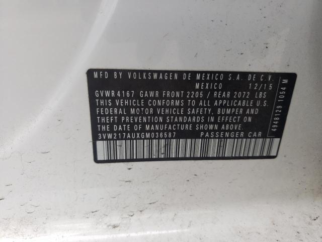 2016 VOLKSWAGEN GOLF S/SE - 3VW217AUXGM036587