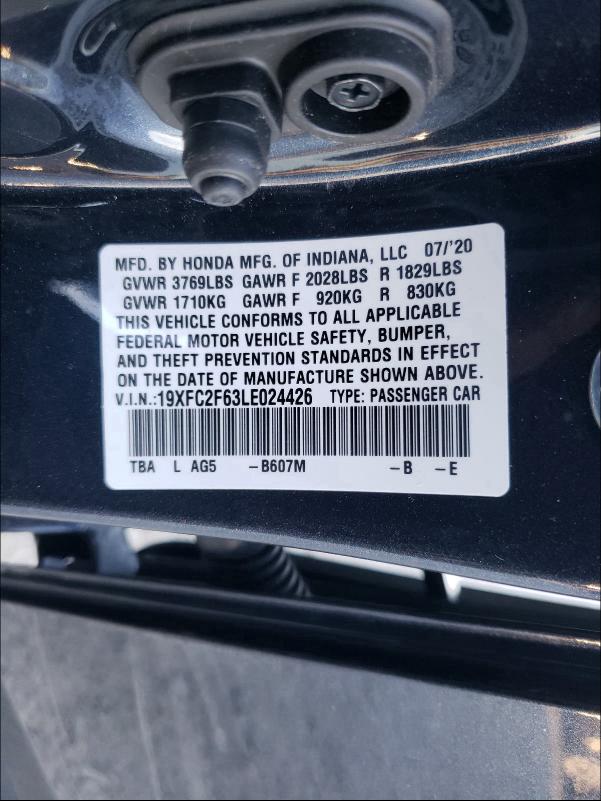 2020 HONDA CIVIC LX 19XFC2F63LE024426