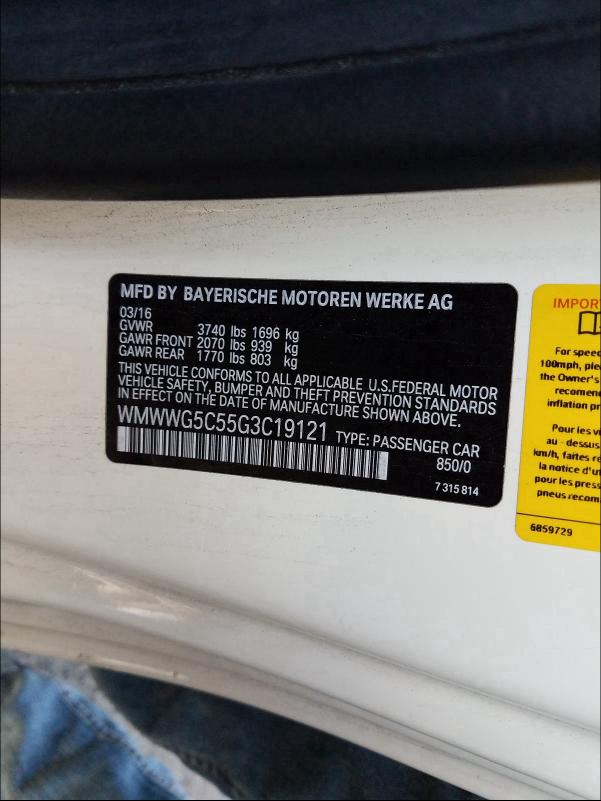 2016 MINI COOPER WMWWG5C55G3C19121