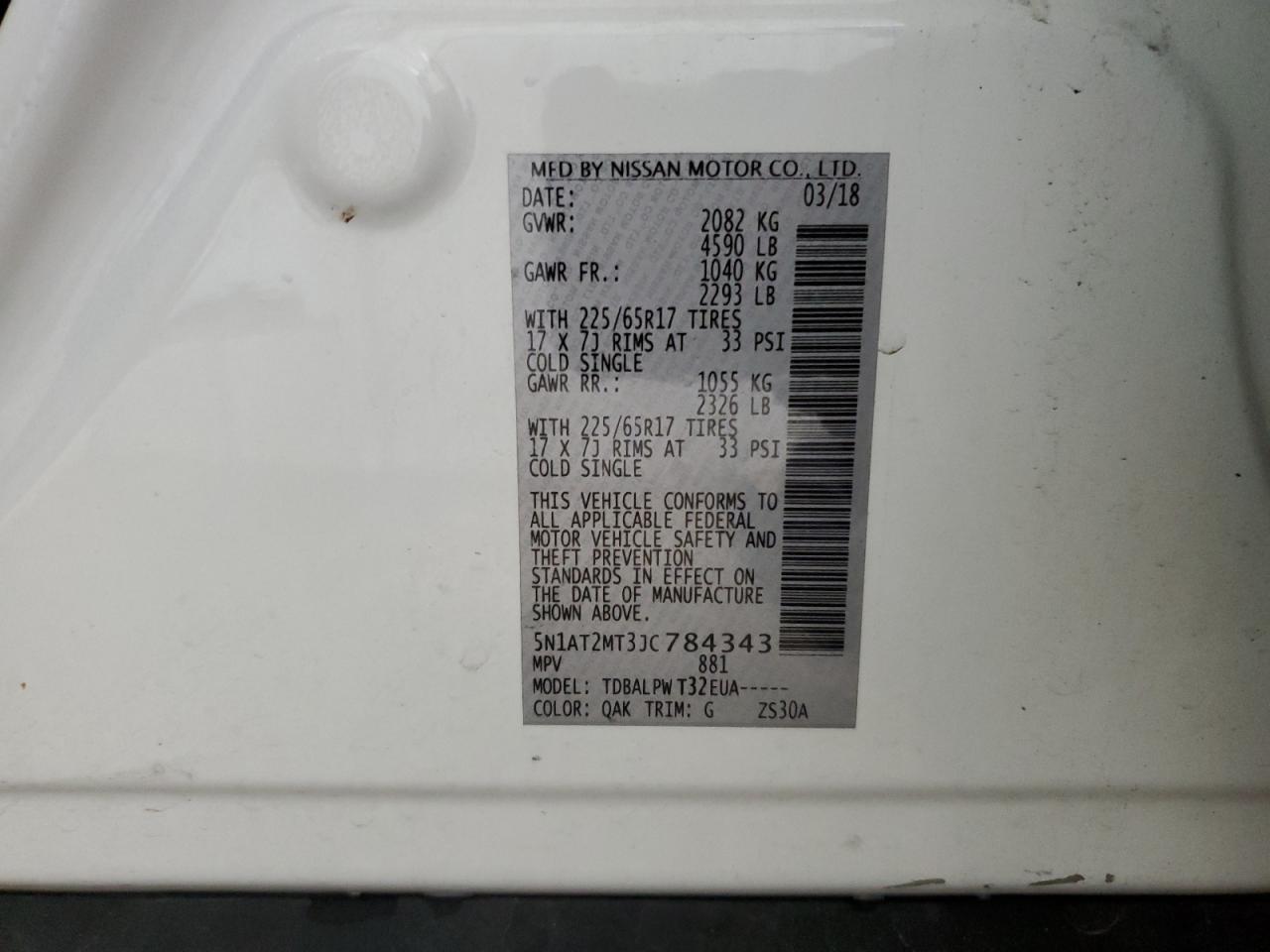 5N1AT2MT3JC784343 NISSAN ROGUE 2018