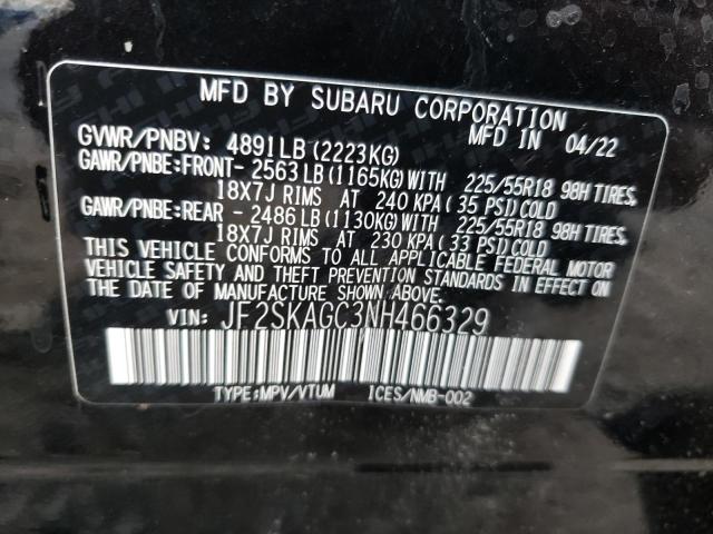 2022 SUBARU FORESTER S - JF2SKAGC3NH466329