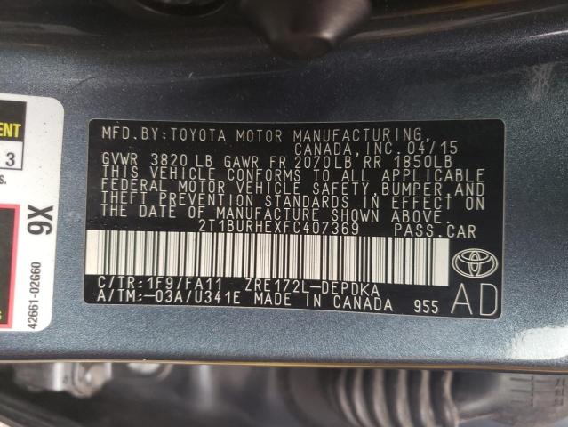 2015 TOYOTA CORILLA - 2T1BURHEXFC407369