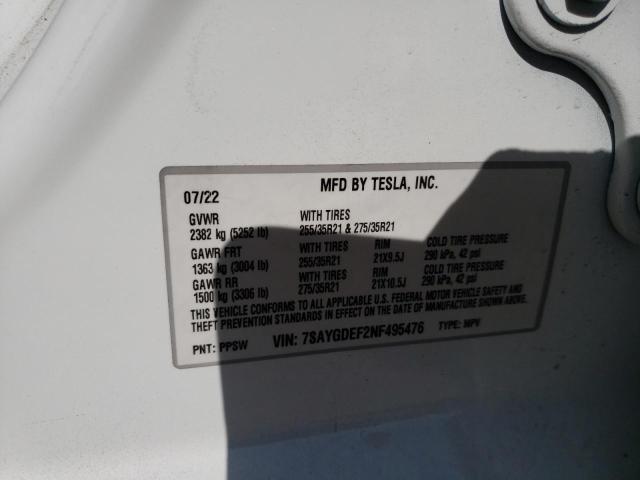 7SAYGDEF2NF495476 Tesla Model Y