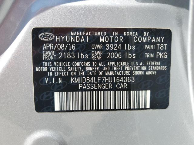 KMHD84LF7HU164363 Hyundai ELANTRA SE