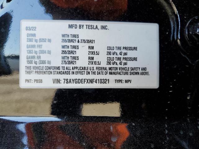 7SAYGDEFXNF410321 Tesla Model Y