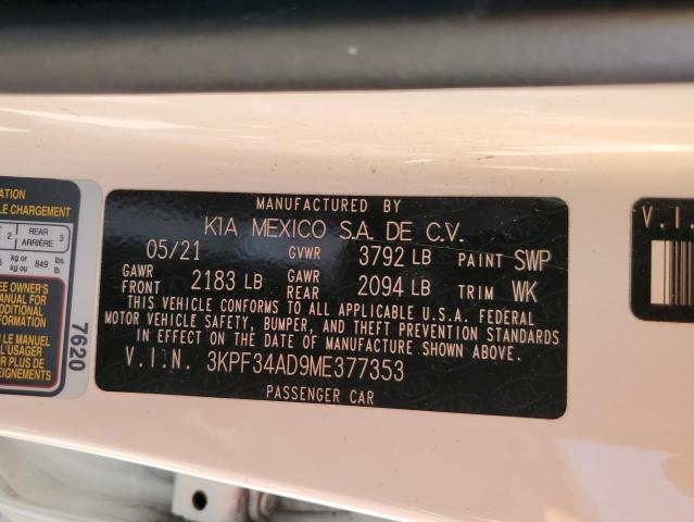 3KPF34AD9ME377353 KIA Forte Gt Line