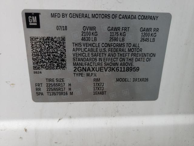 2019 CHEVROLET EQUINOX LT - 2GNAXUEV3K6118959