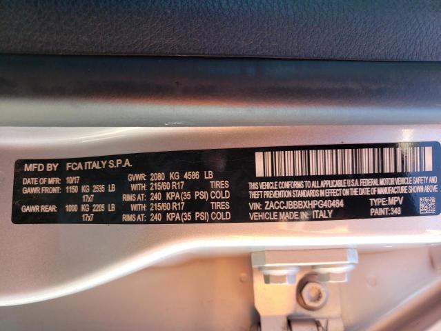 ZACCJBBBXHPG40484 Jeep Renegade Latitude