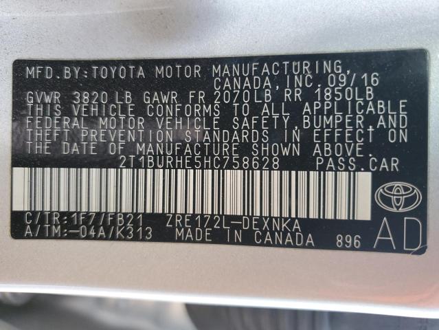 2T1BURHE5HC758628 Toyota COROLLA L