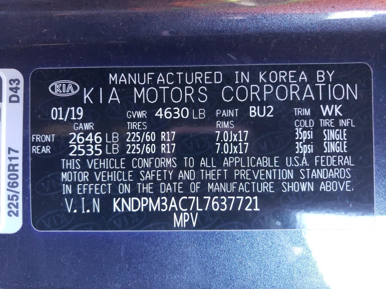 KNDPM3AC7L7637721 2020 Kia Sportage Lx