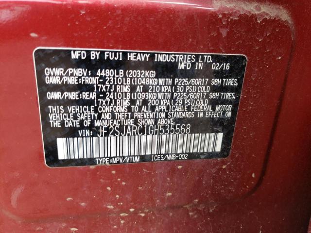 2016 SUBARU FORESTER 2 - JF2SJARC1GH535568