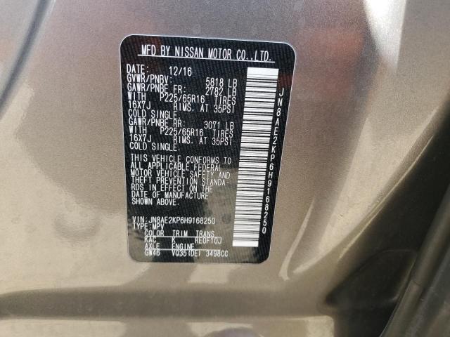 JN8AE2KP6H9168250 Nissan QUEST S