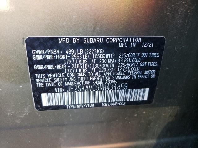 2022 SUBARU FORESTER W JF2SKAMC9NH434859