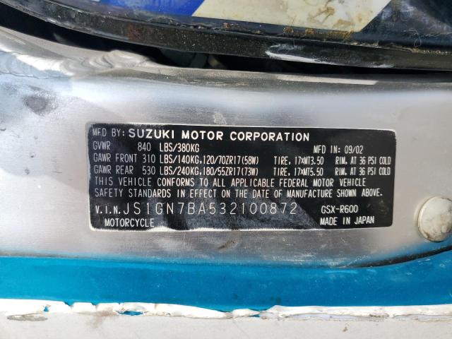 2003 SUZUKI GSX-R600 - JS1GN7BA532100872