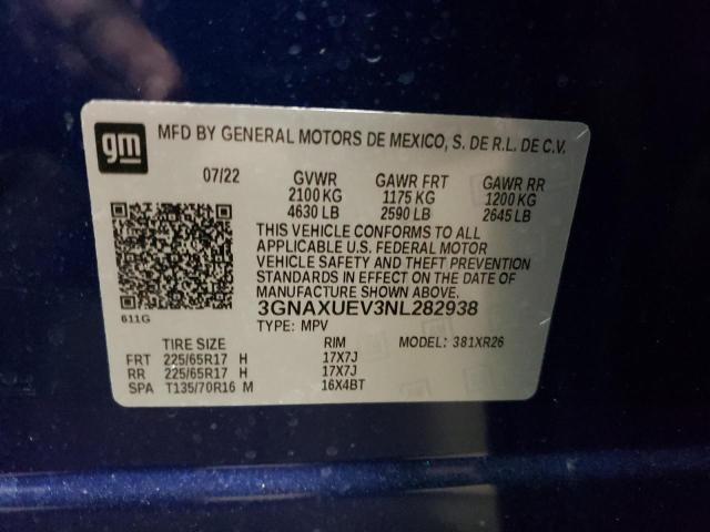 2022 CHEVROLET EQUINOX LT - 3GNAXUEV3NL282938