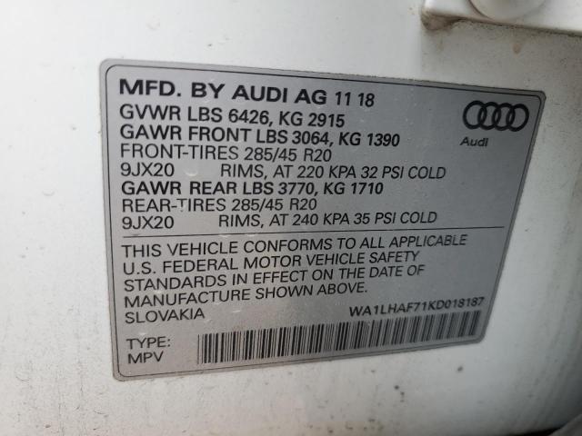 2019 AUDI Q7 PREMIUM - WA1LHAF71KD018187