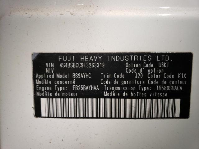 4S4BSBCC9F3263319 Subaru Outback 2.5i Premium