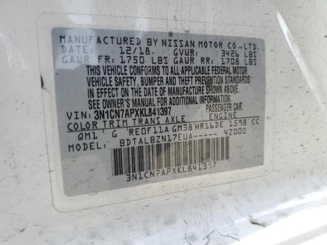 3N1CN7APXKL841397 Nissan VERSA S
