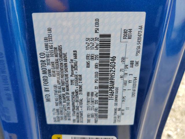 2017 FORD MUSTANG 2D 1FA6P8AM9H5250346