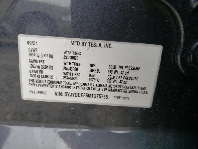 5YJYGDEE6MF275759 Tesla Model Y