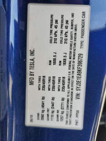 5YJ3E1EA9KF396729 Tesla MODEL 3