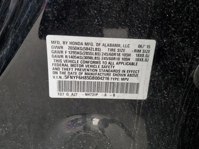  HONDA PILOT 2016 Чорний